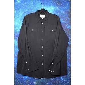 Poncho Shirt Mens XL Black Western Snap Button Up Long Sleeve Regular Fit Casual